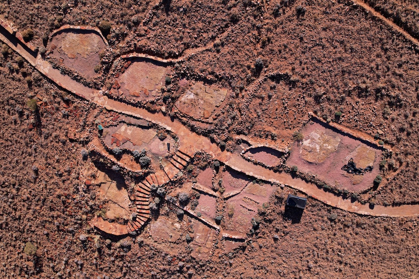 An aerial view of a fossil bed at the Nilpena Ediacara National Park.