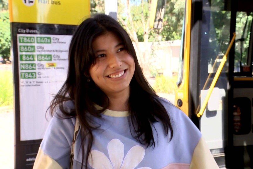 Adelaide bus user Liz Polanco at Mount Barker bus interchange.