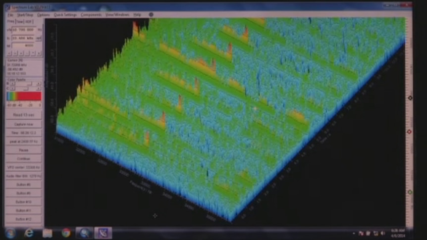 A screengrab of electronic waveforms from the suspected MH370 black box