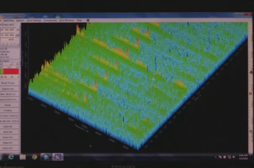 A screengrab of electronic waveforms from the suspected MH370 black box