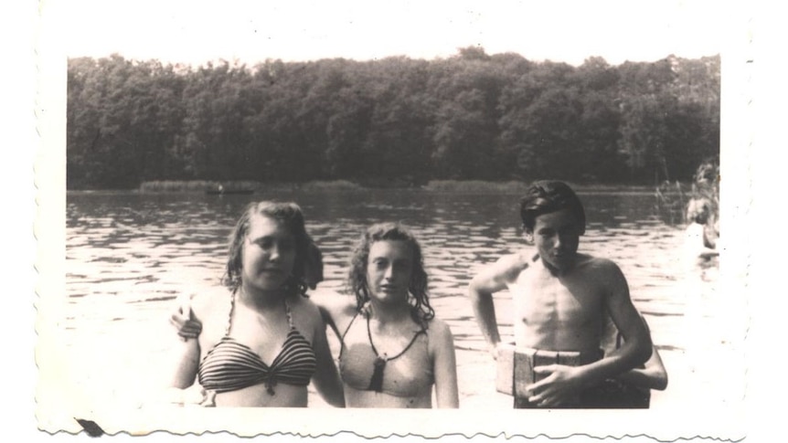 Irma is pictured in the middle enjoying the beauty of Wannsee, wearing a bathing suit she knitted herself in 1947.