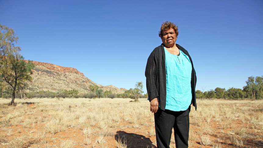 Senior custodian for Alice Springs (Mparntwe) Doris Stuart with Mt Gillen in the background