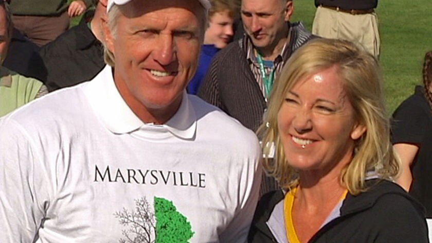 Greg Norman and Chris Everet made a flying visit to Marysville.