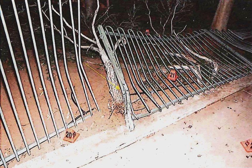 A rammed gate outside Alice Springs hospital