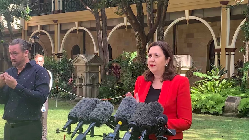 Queensland Premier Annastacia Palaszczuk speaks at a press conference.