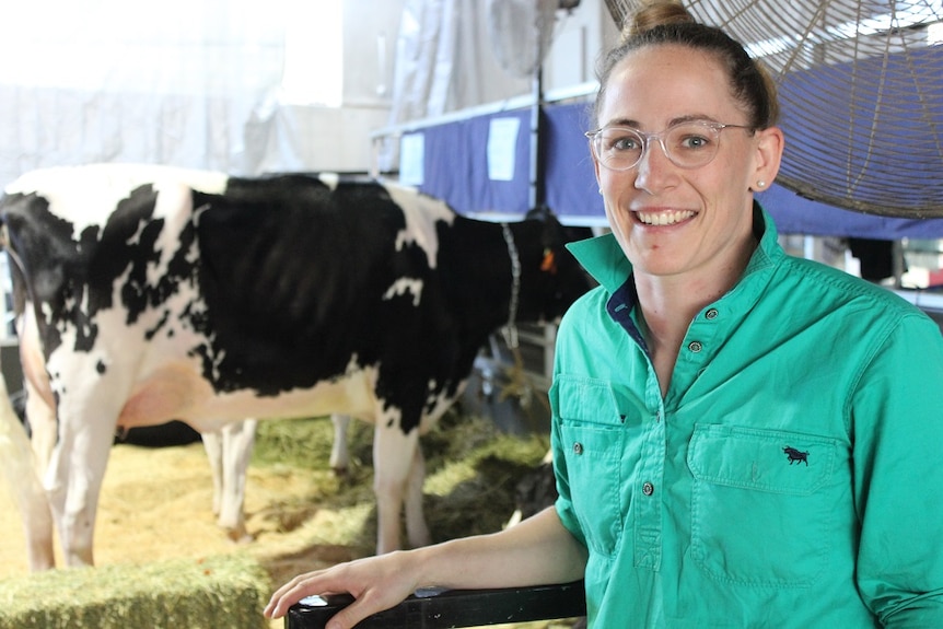 Nikki Stanley with her dairy cattle
