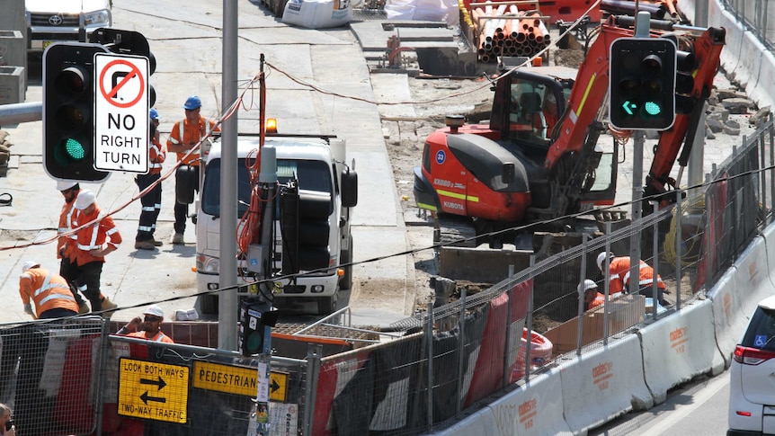 Light rail construction near Central station