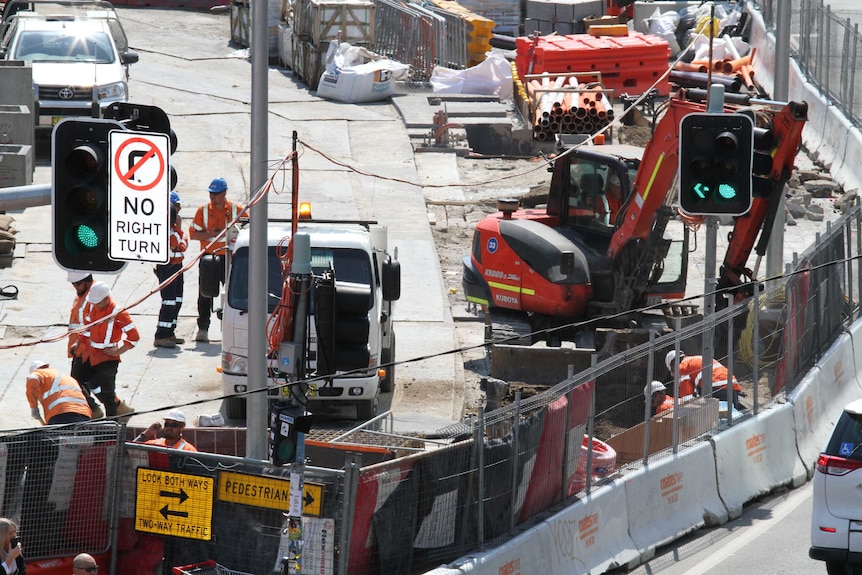 Light rail construction near Central station