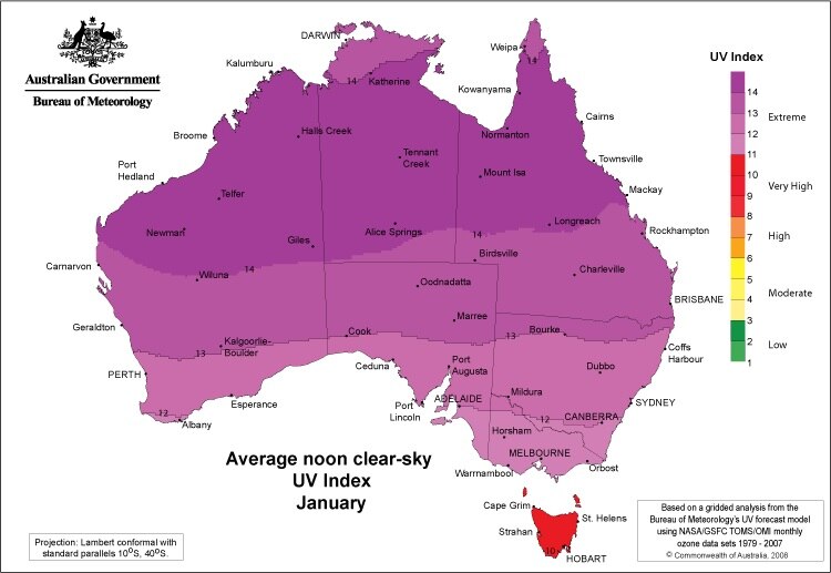 BOM sunburn explainer UV Jan