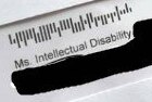 A letter addressed to "Ms Intellectual disability" sent by the NDIS