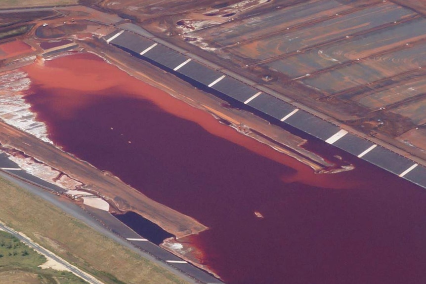An aerial shot of a waste storage area at Alcoa's Wagerup alumina refinery.