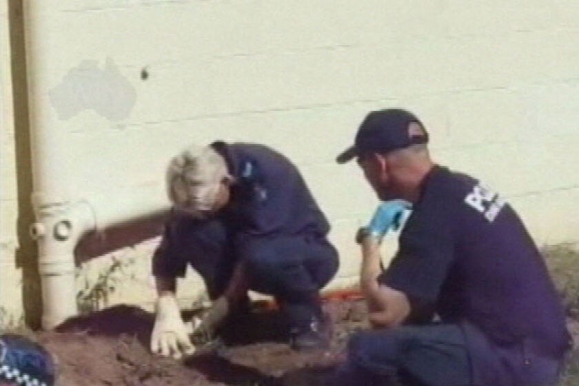 A crime scene was set up in the backyard of a house in Cairns late last week.