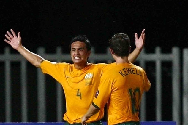 Tim Cahill after scoring a goal for Australia in Asian Cup game against Oman.