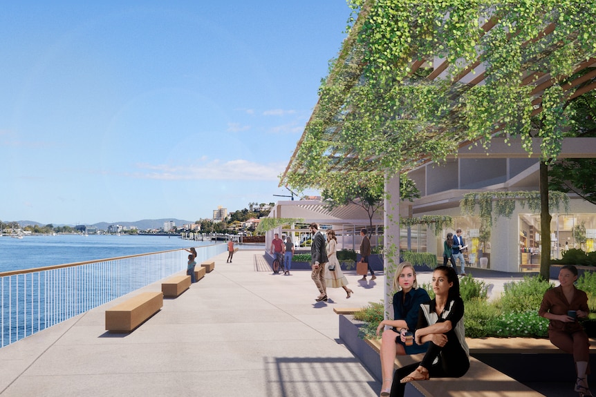 Artist impression of riverside walkway