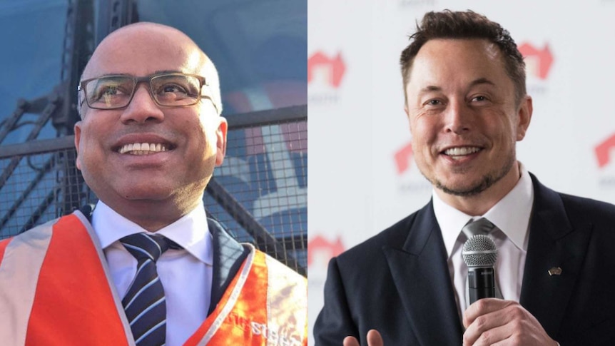 A composite image of Sanjeev Gupta and Elon Musk