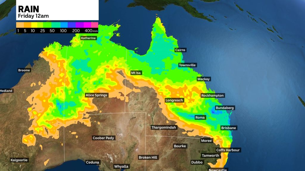Further rain is forecast across much of northern and central Australia ...
