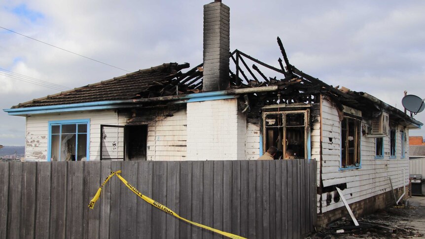 A brick and weatherboard house in Mayfield, Launceston severely damaged by a housefire