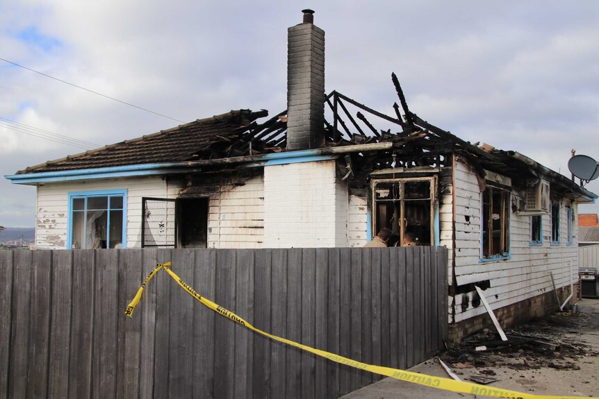 A brick and weatherboard house in Mayfield, Launceston severely damaged by a housefire