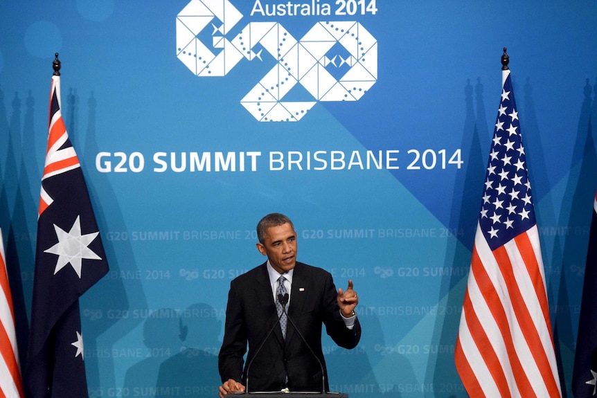 US President Barack Obama addresses the media