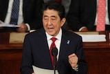 Japanese prime minister Shinzo Abe addresses a joint session of Congress