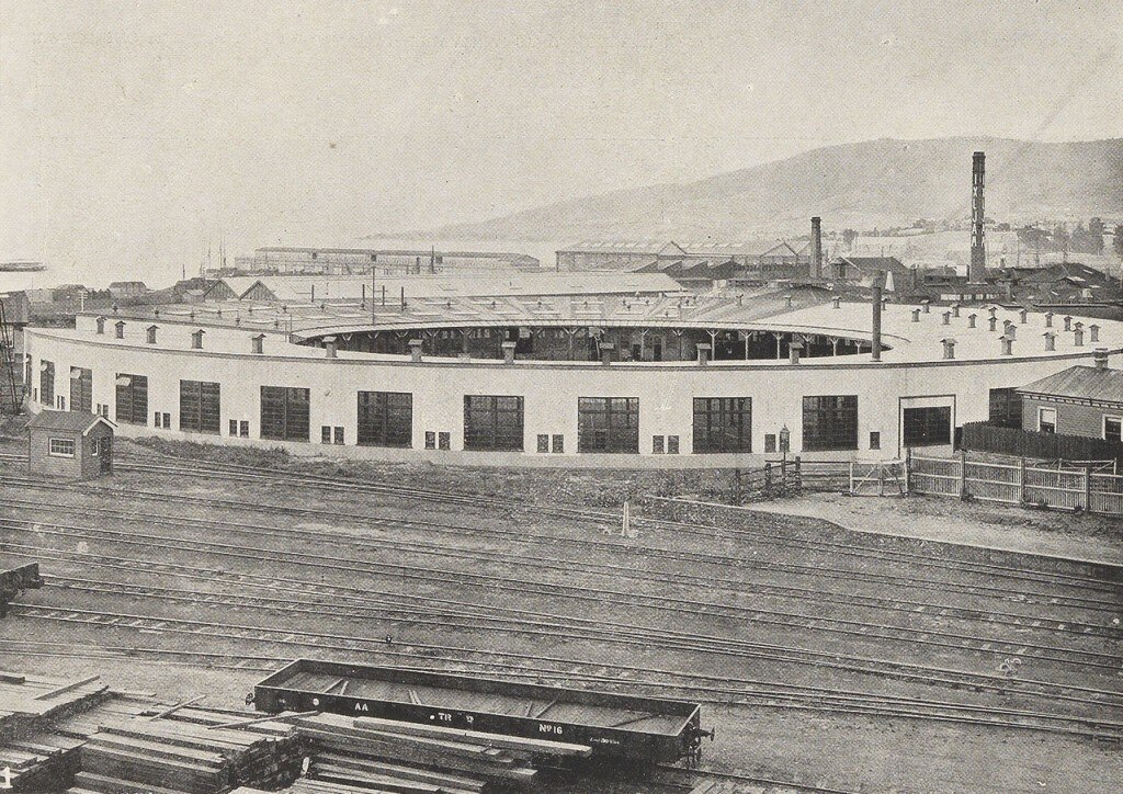 The railway roundhouse built in 1915