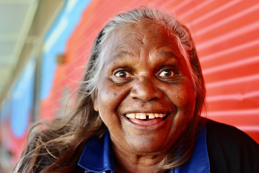 portrait of Indigenous older lady smiling 