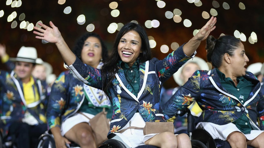 Members of Brazil team enter the stadium during the Opening Ceremony
