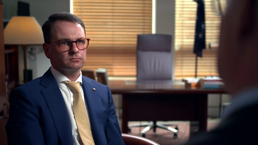 NSW Liberal Senator Andrew Bragg talks to Sean Nicholls in an interview for Four Corners.