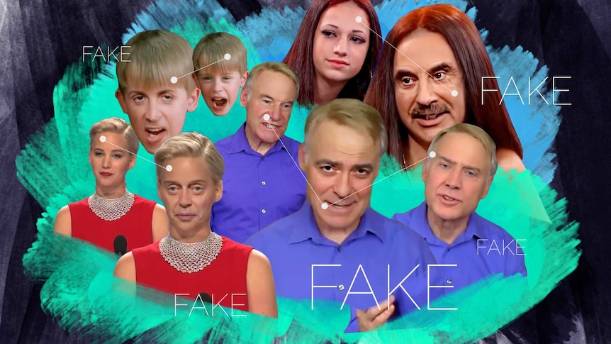 Various images of deepfakes and their originals.