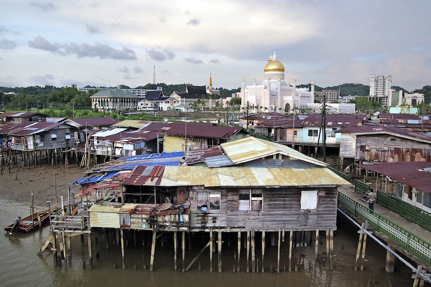 Kampung Ayer in the The Sultanate of Brunei opposite the royal palace