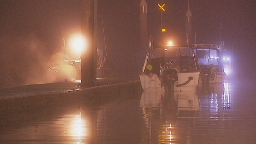 Boats docked at Hastings on Western Port where a fishermen drowned September 27, 2015