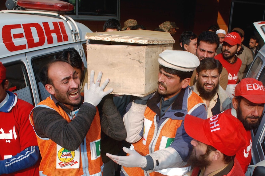 Rescue workers in Peshawar