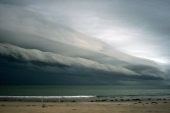 A roll cloud over the ocean