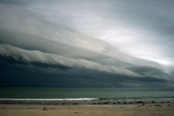 A roll cloud over the ocean