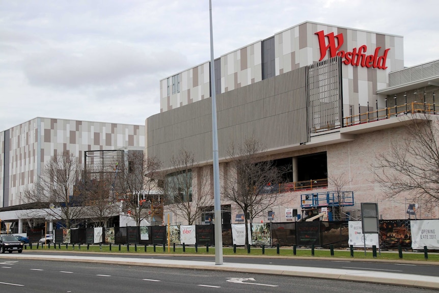 An exterior shot of the Westfield shopping centre.