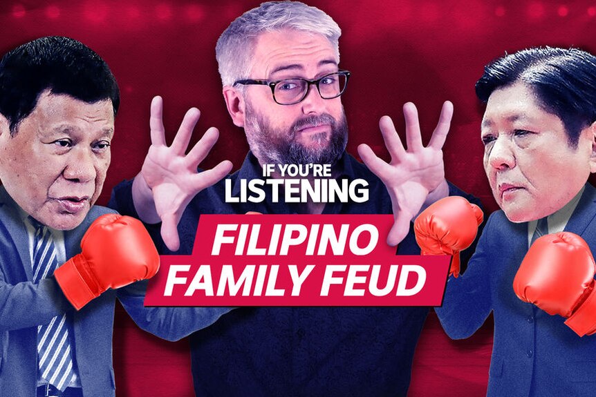 If You're Listening, Filipino Family Fued: Graphic of two men wearing boxing gloves with a man pretending to separate them.