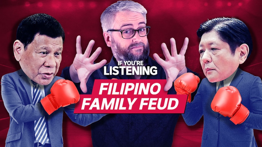 If You're Listening, Filipino Family Fued: Graphic of two men wearing boxing gloves with a man pretending to separate them.