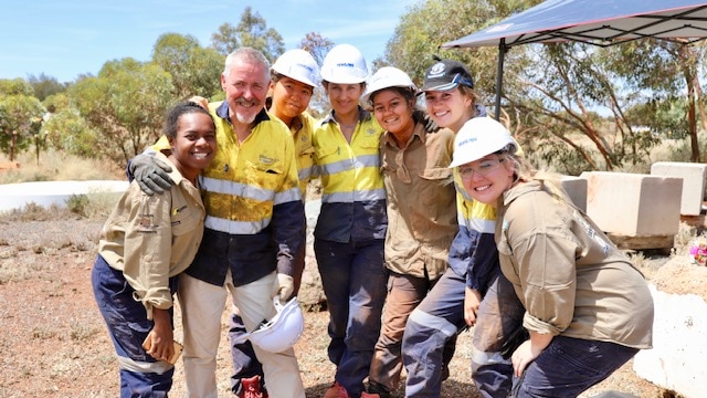 Jones with members of the WA School of Mines Wombats mining team.