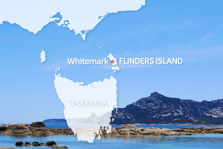 A map showing Whitemark on Flinders Island in Bass Strait north of Tasmania