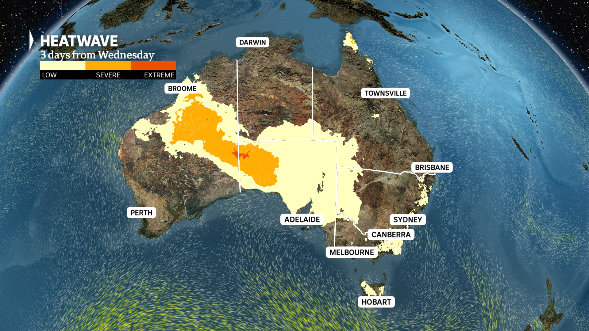 a weather graph of australia showing heatwave conditions