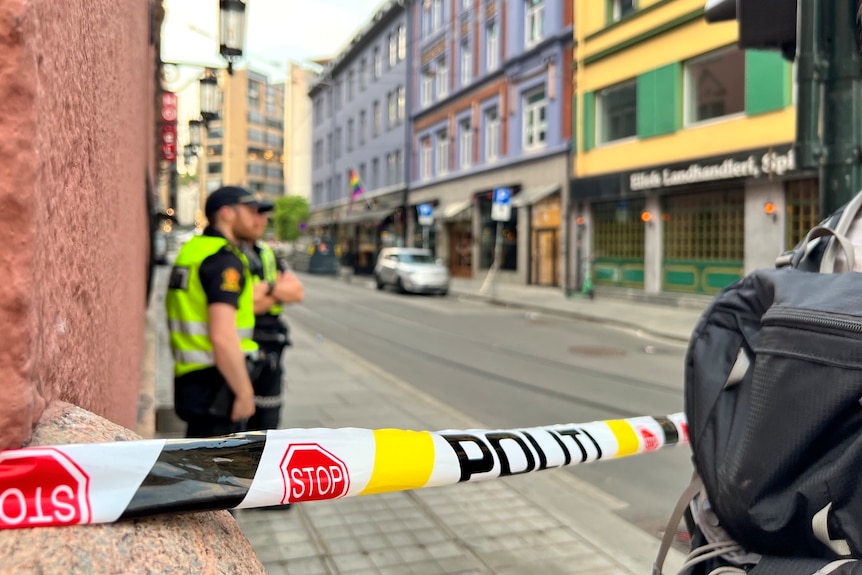 Police cordon off the scene of the mass shooting in Oslo