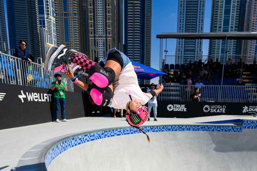 Arisa Trew competition in Dubai an Olympic qualifying event in March 2024.