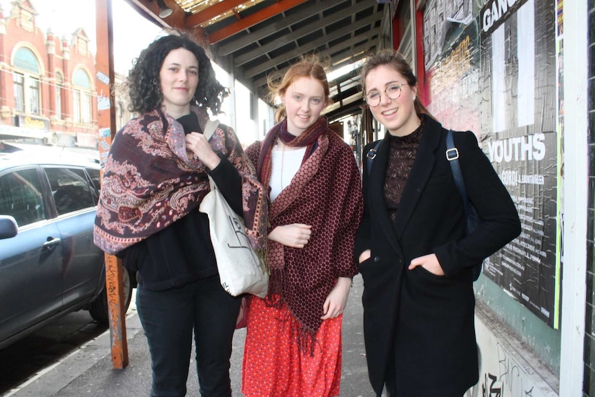 Maddie Minack (left) with an unnamed friend (centre) and Anna Lane in Richmond.