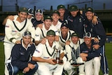 The Australian team celebrate with the Trans-Tasman trophy.