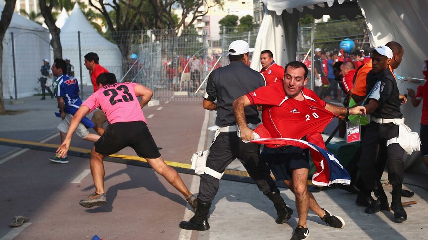 Chilean fans storm the Maracana