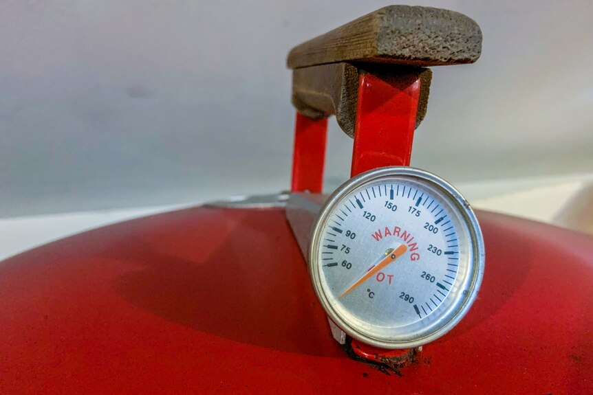 Temperature gauge on a barbecue