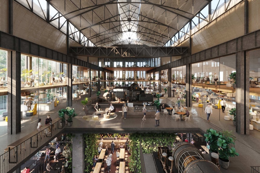 An artist's impression of the interior of the proposed East Perth Power Station redevelopment.