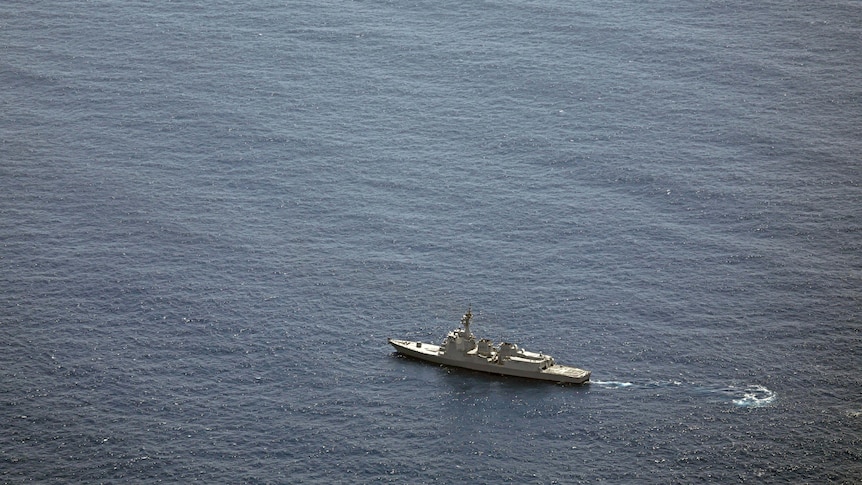 A Japanese vessel sails on the Pacific Ocean.
