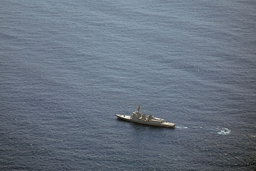 A Japanese vessel sails on the Pacific Ocean.
