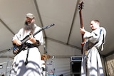 Franciscan Friars of the Renewal perform for World Youth Day pilgrims.